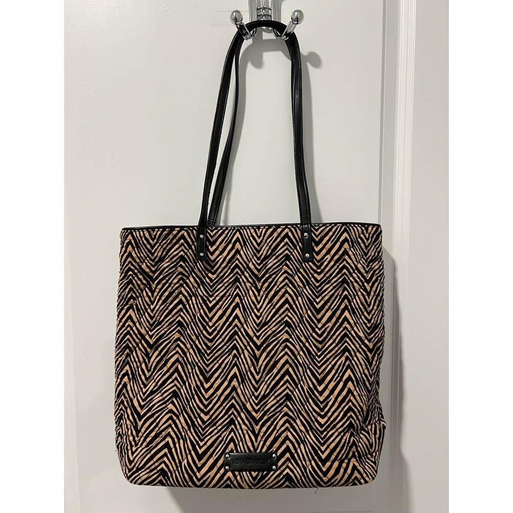 Vera Bradley Zebra Print Tote Bag Quilted Fabric Shoulder‎ Handbag Stylish